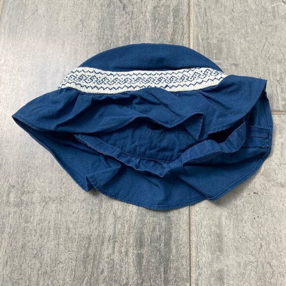 Baby Gap Cotton Bucket Sun Hat with Strap Navy Blue Newborn 3-6 months - Picture 3 of 8
